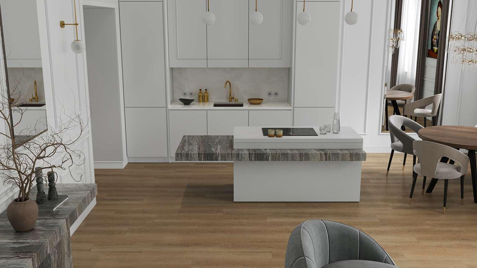 Кварцвиниловая плитка Alpine Floor клеевая Ultra Дуб Фридрих ЕСО 5-42 1219,2×184,15×2 фото в интерьере